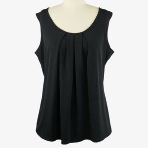 JKLA Black Sleeveless Pleated Front Detail Top